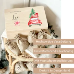 Adventskalender "Auto", Personalisierte Adventskiste zum Befüllen für die Weihnachtszeit