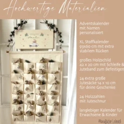 Adventskalender mit Namen Befüllen Boho Stoff Adventskalender