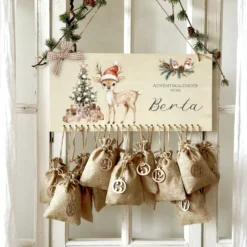 Adventskalender Personalisiert " Reh " zum Befüllen mit Namen für Kinder zur Adventszeit