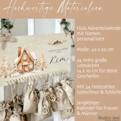Adventskalender Personalisiert für die Adventszeit für Frauen und Männer mit Namen zum Befüllen