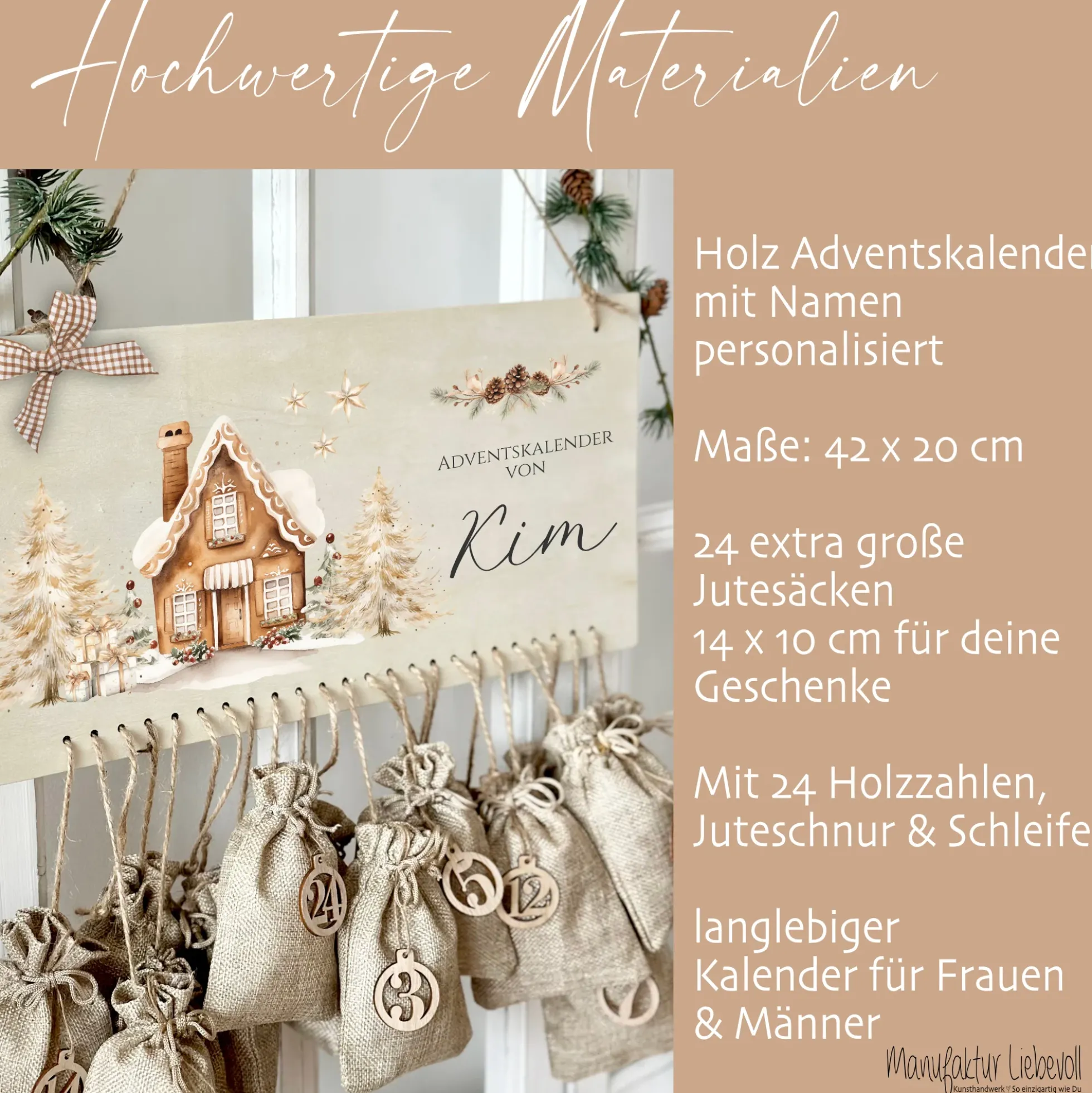 Adventskalender Personalisiert für die Adventszeit für Frauen und Männer mit Namen zum Befüllen
