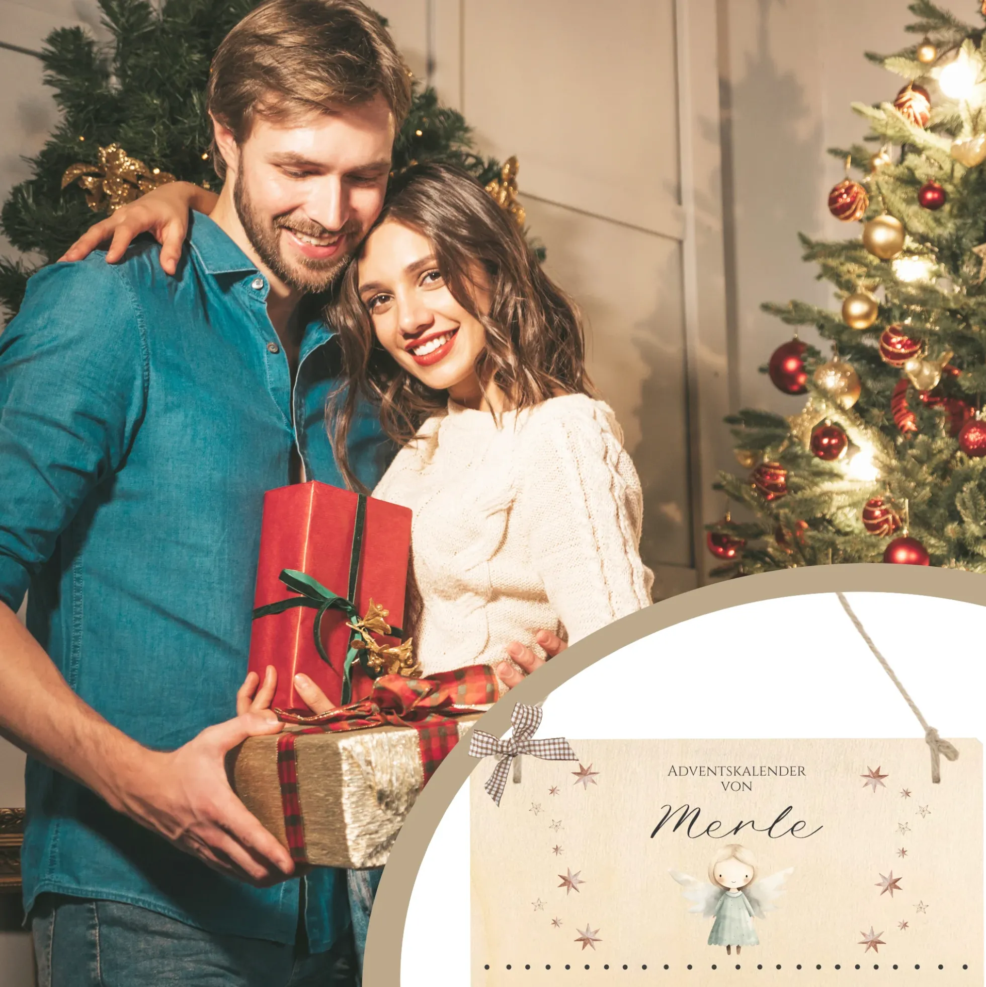 Adventskalender Personalisiert "Engel" zum Befüllen für die Adventszeit aus Holz
