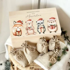 Adventskalender "Waldtiere" zum Befüllen, Personalisierte Adventskiste für Kinder