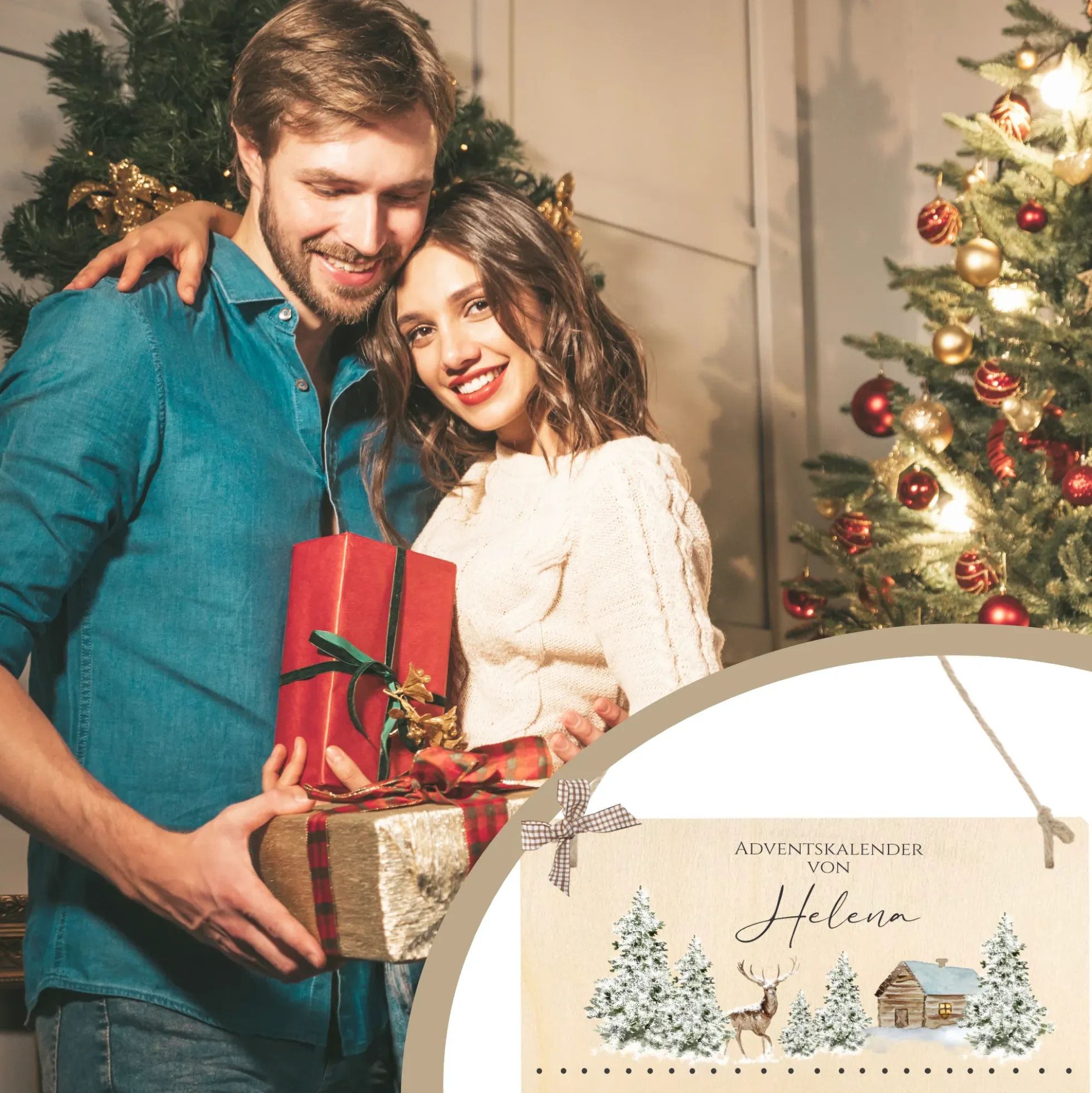 Adventskalender "Winterlandschaft" Personalisiert für Frauen und Männer mit Namen zum Befüllen für die Adventszeit