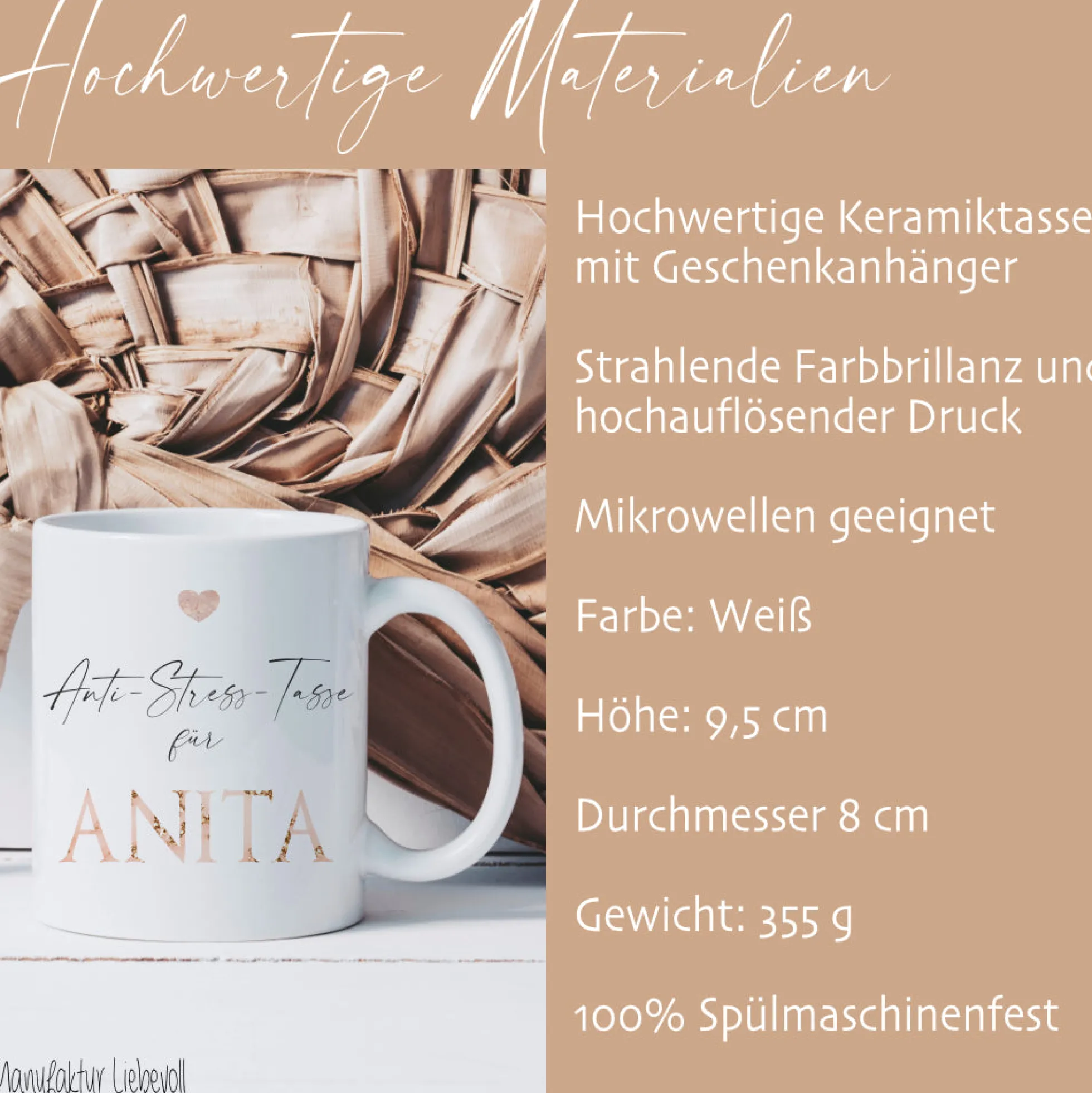 Anti Stress Tasse mit Namen | Kaffeetasse aus Keramik