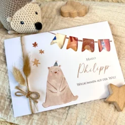 Baby Geburt Glückwunsch Karte Name personalisiert I Junge Mädchen Geschenk I Taufe Glückwunschkarte Geldgeschenk Geburtskarte