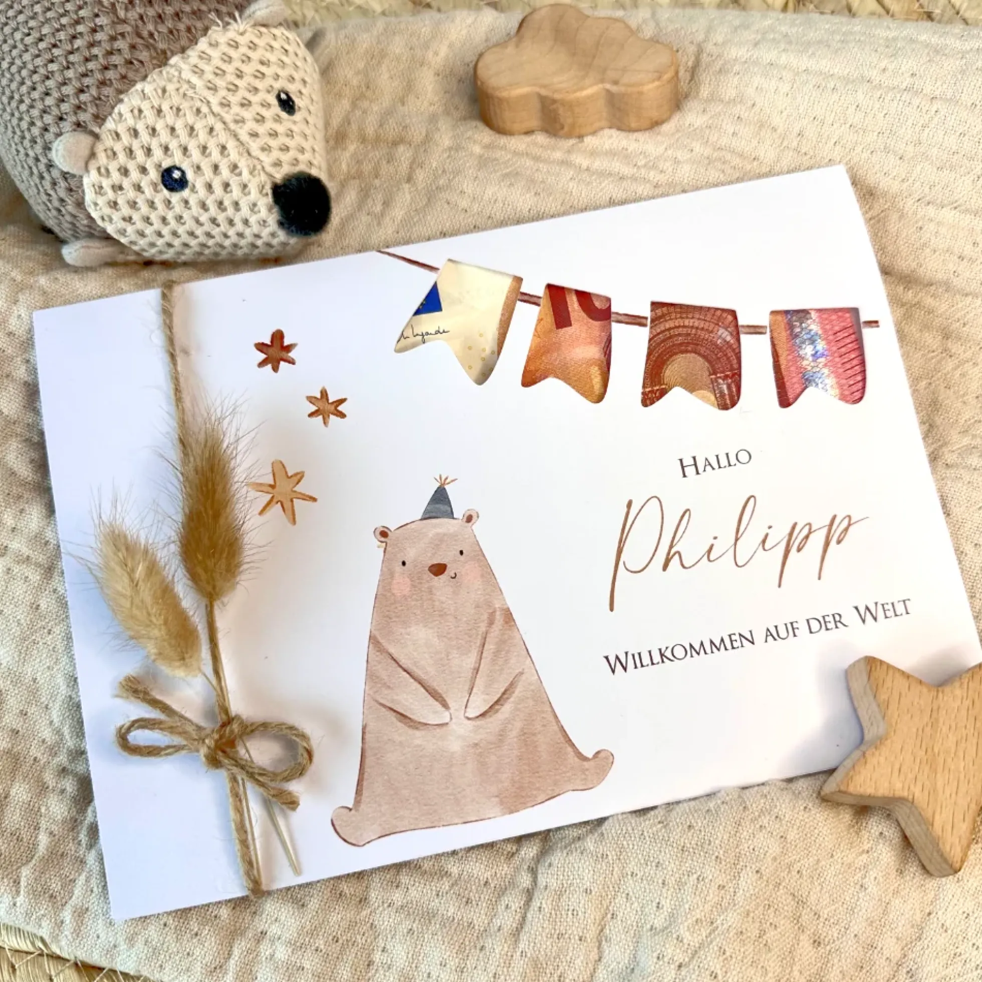 Baby Geburt Glückwunsch Karte Name personalisiert I Junge Mädchen Geschenk I Taufe Glückwunschkarte Geldgeschenk Geburtskarte