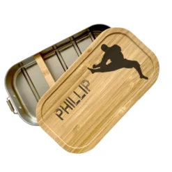 Brotdose "Karate" mit Bambusdeckel und Namen für Jungen und Mädchen | Lunchbox Kampfsport | Personalisierte Geschenkidee fürs Hobby