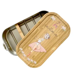 Brotdose mit Namen für Mädchen und Jungen | Lunchbox mit Motiv "Ballerina" | Wählbar in Edelstahl | Personalisiertes Geschenk zum Thema Ballett