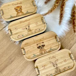 Brotdose mit Namen und Hasenmotiv für Kinder | Waldtier Lunchbox für Jungen und Mädchen | Kindergarten und Schule | Personalisierte Geschenkidee