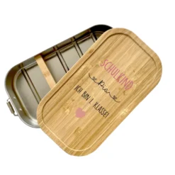 Brotdose "Schulkind " mit Namen und Bambusdeckel | Lunchbox für die Schule | Personalisierte Geschenkidee für Kinder zur Einschulung