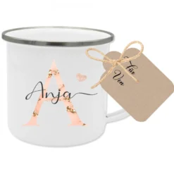 Buchstabentasse mit Namen | Personalisiertes Tassengeschenk für Sie und Ihn in Rosa und Blau | 2 Motivvarianten zur Auswahl