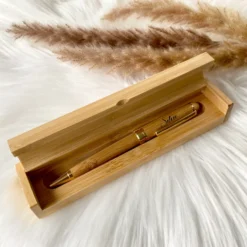 Danke Kugelschreiberset mit Namen als Geschenk für Sie und Ihn mit Etui aus Bambus
