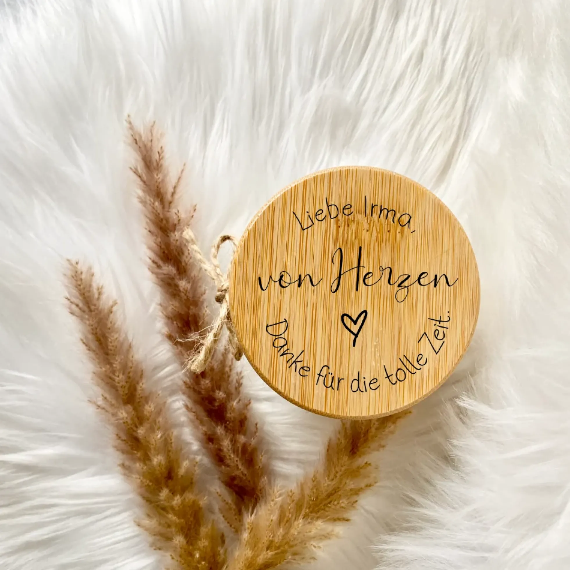 Duftkerze "Danke für die tolle Zeit" im Glas mit Namen als Dankeschöngeschenk zum Abschied