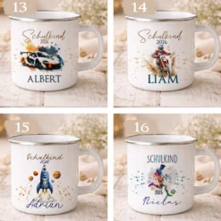 Einschulung Geschenk Schulkind 2026 I Personalisierte Kinder Tasse mit Namen viele Motive I Mädchen Einschulung Junge Geschenk Schulstart