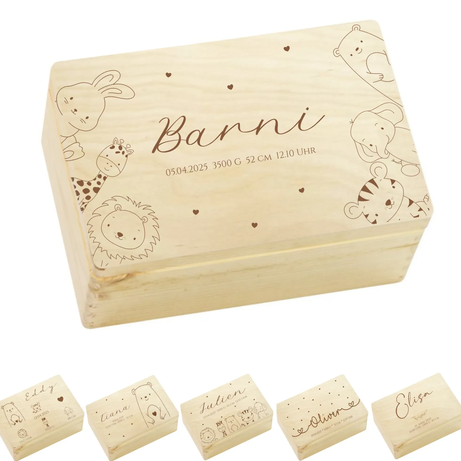 Erinnerungsbox Baby Personalisiert Baby Erinnerungskiste aus Holz Babygeschenk Geschenk zur Geburt Taufe Geburtsgeschenk Taufgeschenk Mädchen Junge