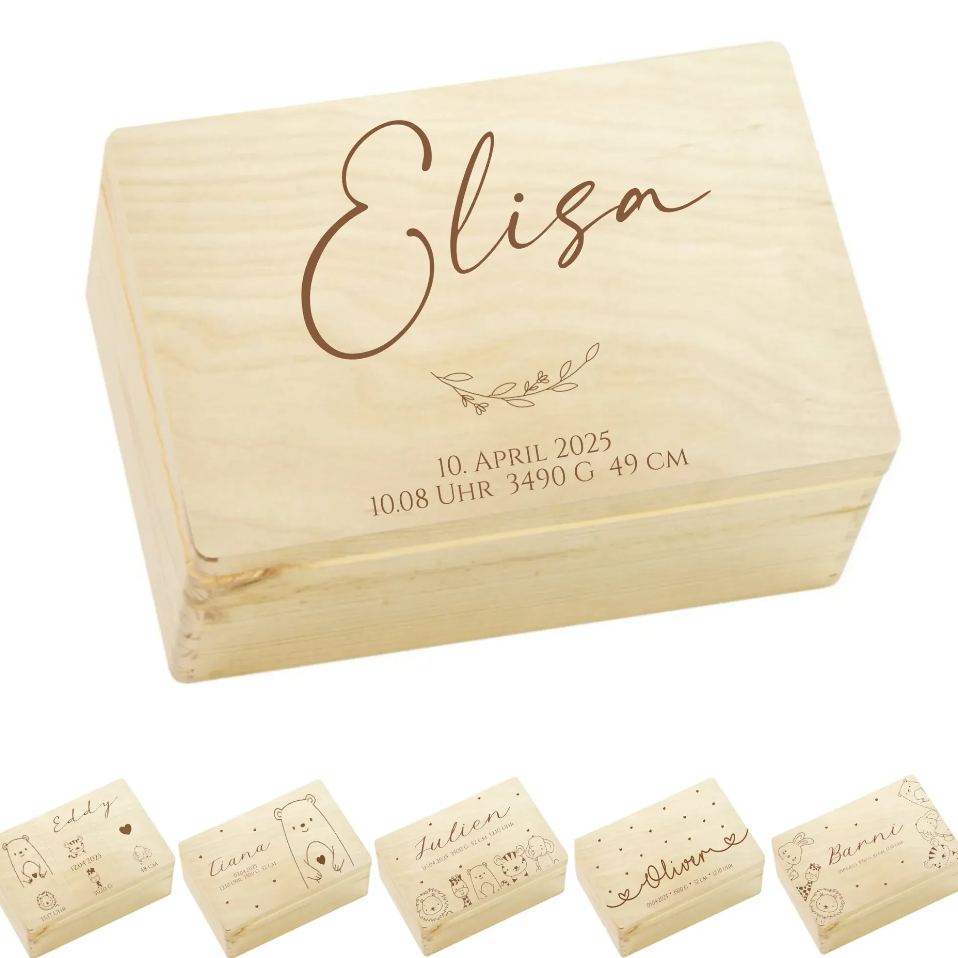 Erinnerungsbox Baby Personalisiert Baby Erinnerungskiste aus Holz Babygeschenk Geschenk zur Geburt Taufe Geburtsgeschenk Taufgeschenk Mädchen Junge