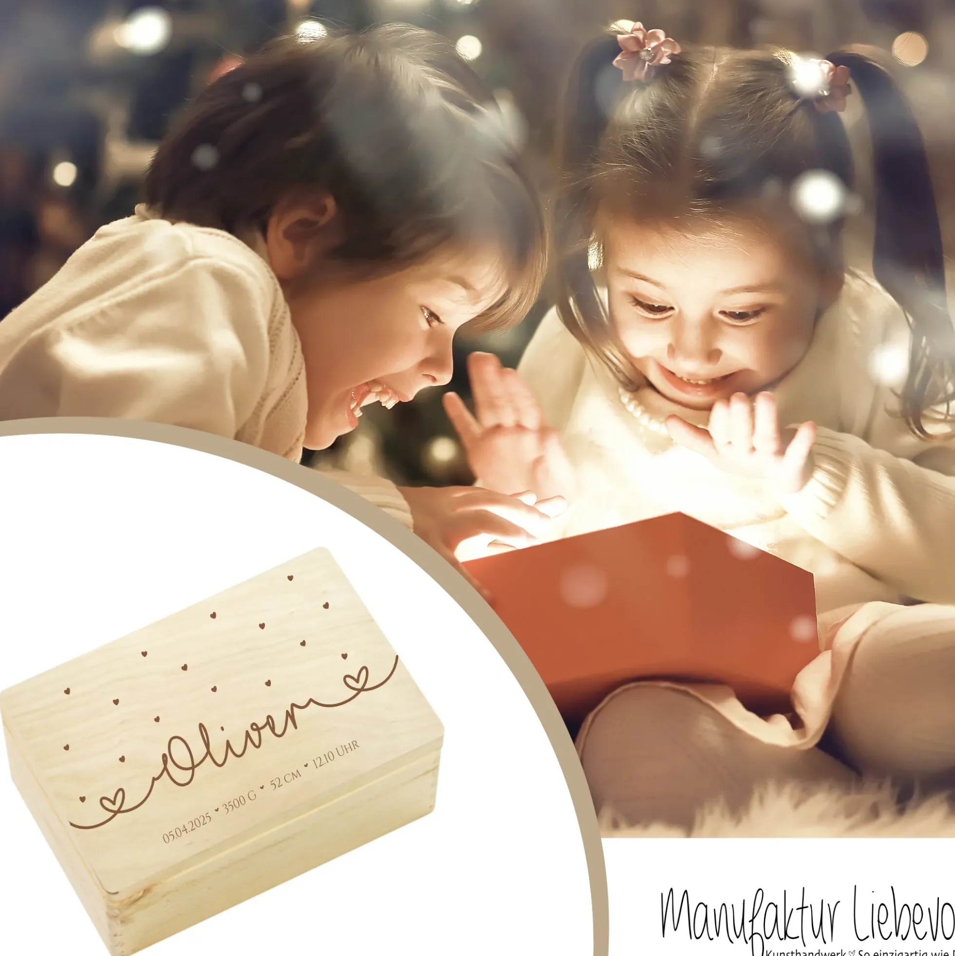 Erinnerungsbox Baby Personalisiert Baby Erinnerungskiste aus Holz Babygeschenk Geschenk zur Geburt Taufe Geburtsgeschenk Taufgeschenk Mädchen Junge
