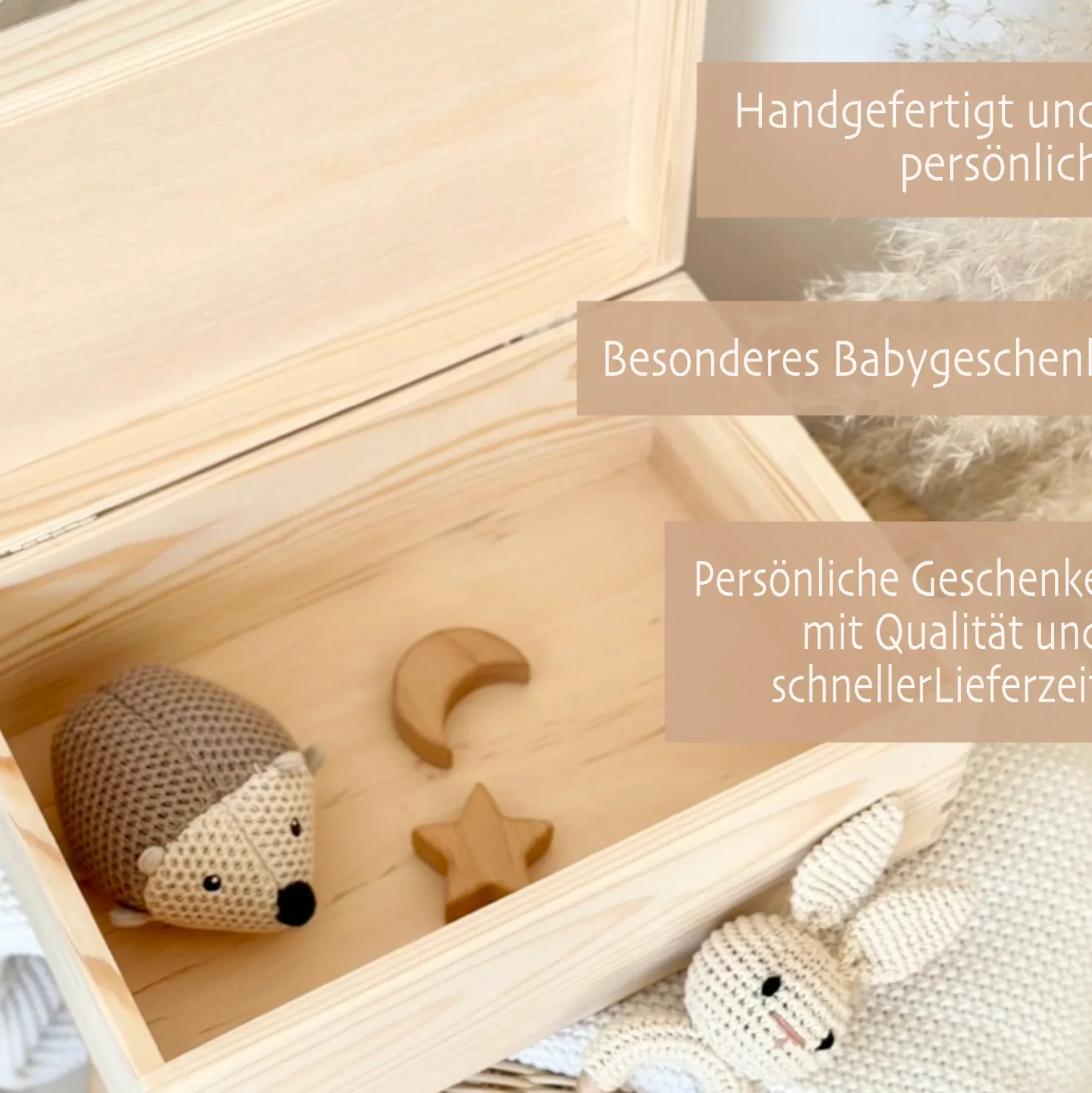 Erinnerungsbox Baby Personalisiert Baby Erinnerungskiste aus Holz Babygeschenk Geschenk zur Geburt Taufe Geburtsgeschenk Taufgeschenk Mädchen Junge
