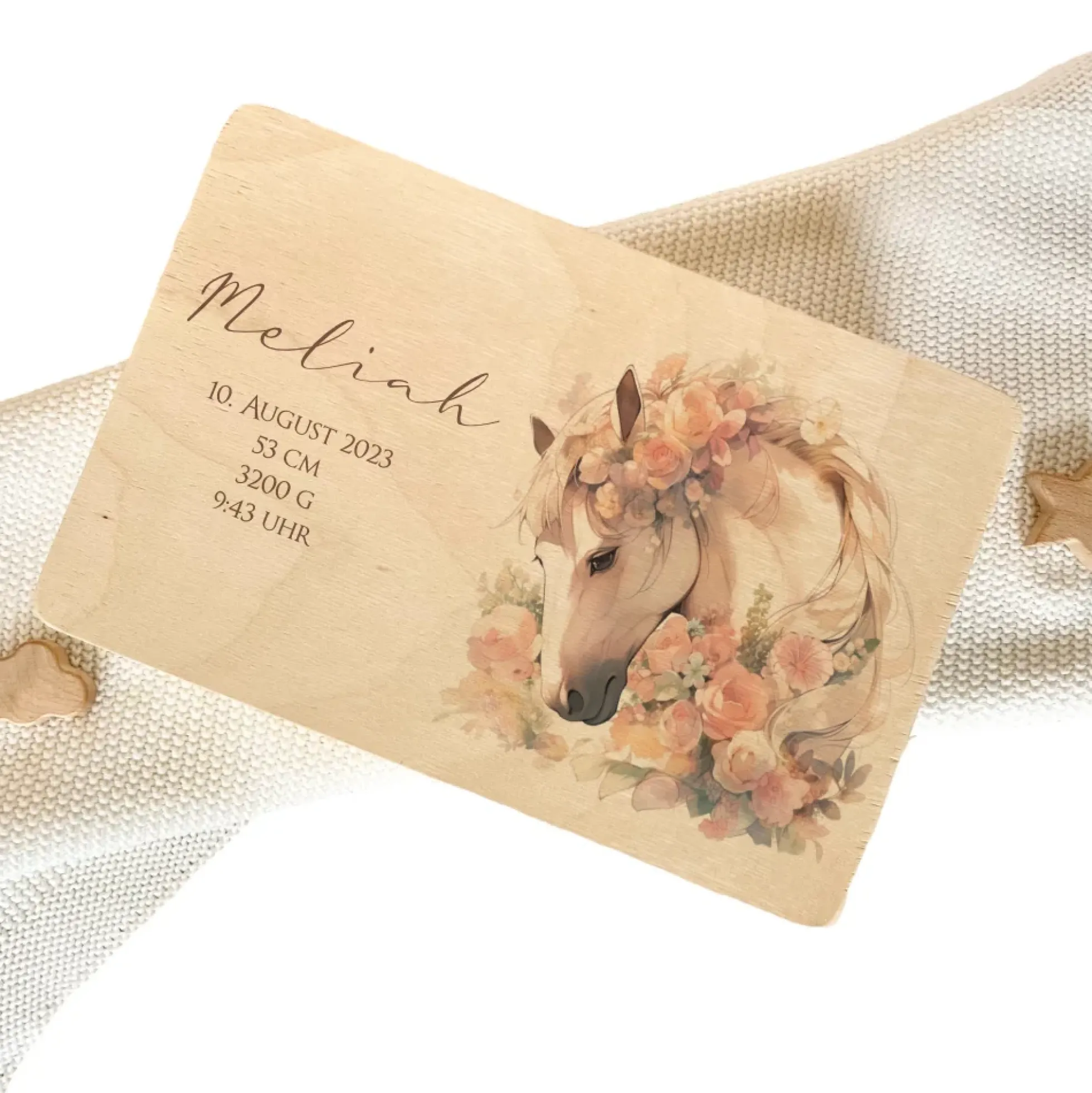 Erinnerungskiste aus Holz mit Motiv "Pony", Personalisierte Holzkiste