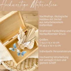 Erinnerungskiste mit Namen zur Hochzeit, florale Holzbox als Geschenk für das Brautpaar, Hochzeitsgeschenk