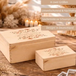 Erinnerungskiste Schwangerschaft | Erinnerungsbox Schwangerschaft | Holzbox Schwangerschaft Erinnerungen | Memory Box Babybauch | Geschenk für werdende Mama