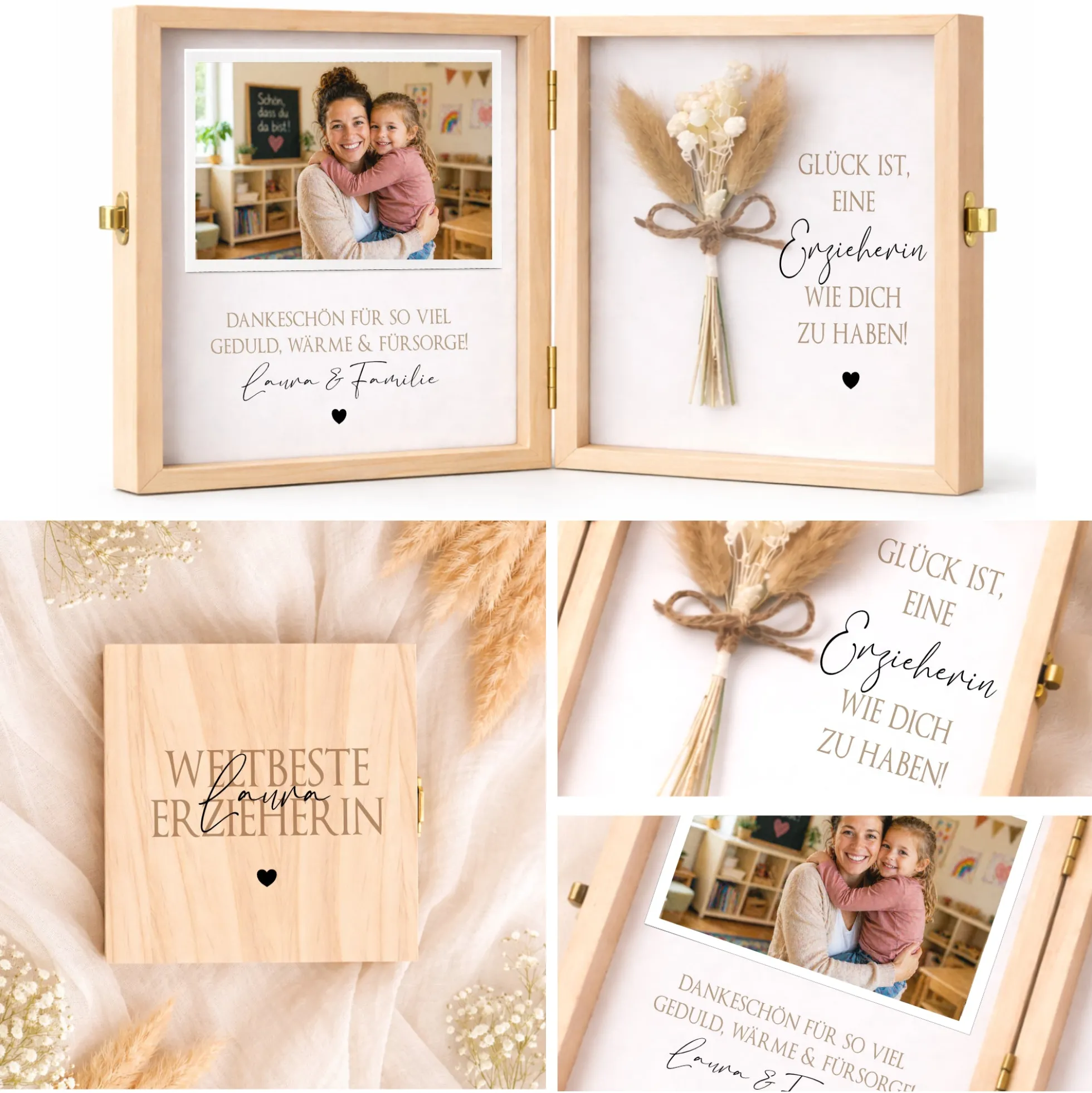 Erzieherin Geschenk personalisiert | Abschiedsgeschenk Kita Kindergarten | Danke Geschenk Erzieherin Holzbox Dankeschön mit Namen des Kind
