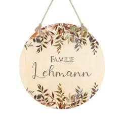 Familienschild "Wildblumen" mit dem Namen der Familie | Besondere Wohndeko u. liebevolles Geschenk für Familien "Autumn" | 3 Motivvarianten zur Auswahl