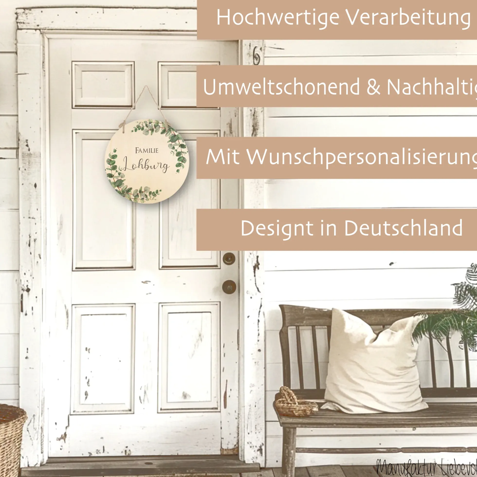 Familienschild "Wildblumen" mit dem Namen der Familie | Besondere Wohndeko u. liebevolles Geschenk für Familien "Autumn" | 3 Motivvarianten zur Auswahl