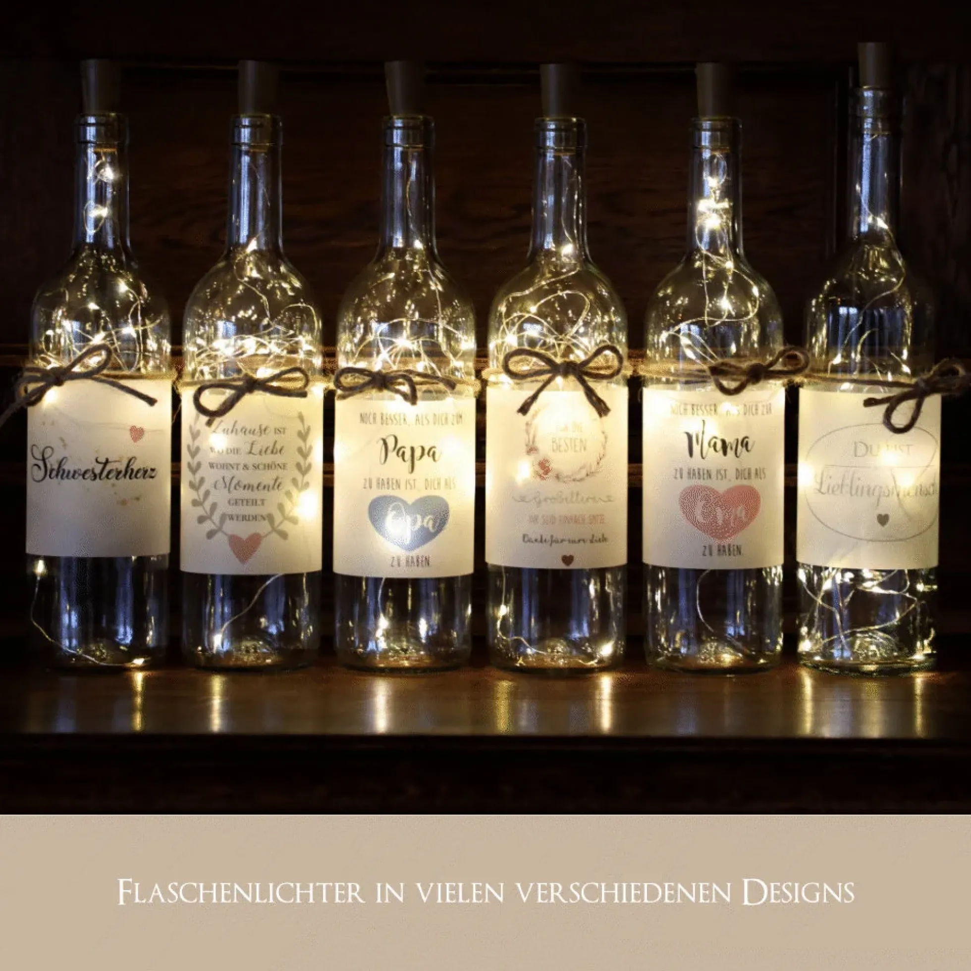 Flaschenlicht "Du bist mein Lieblingsmensch" | Einzigartiges Geschenk für Herzensmenschen | Glasflasche mit Beleuchtung und Spruch
