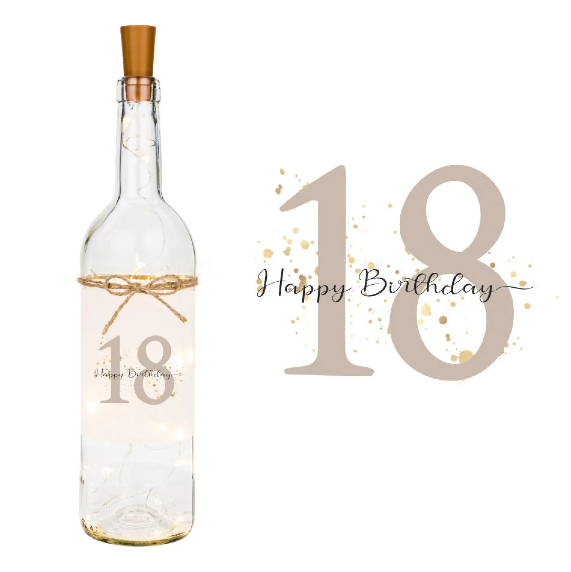 Flaschenlicht "Happy Birthday" zum Geburtstag | Personalisiert mit dem Alter | Geschenk für Sie und Ihn