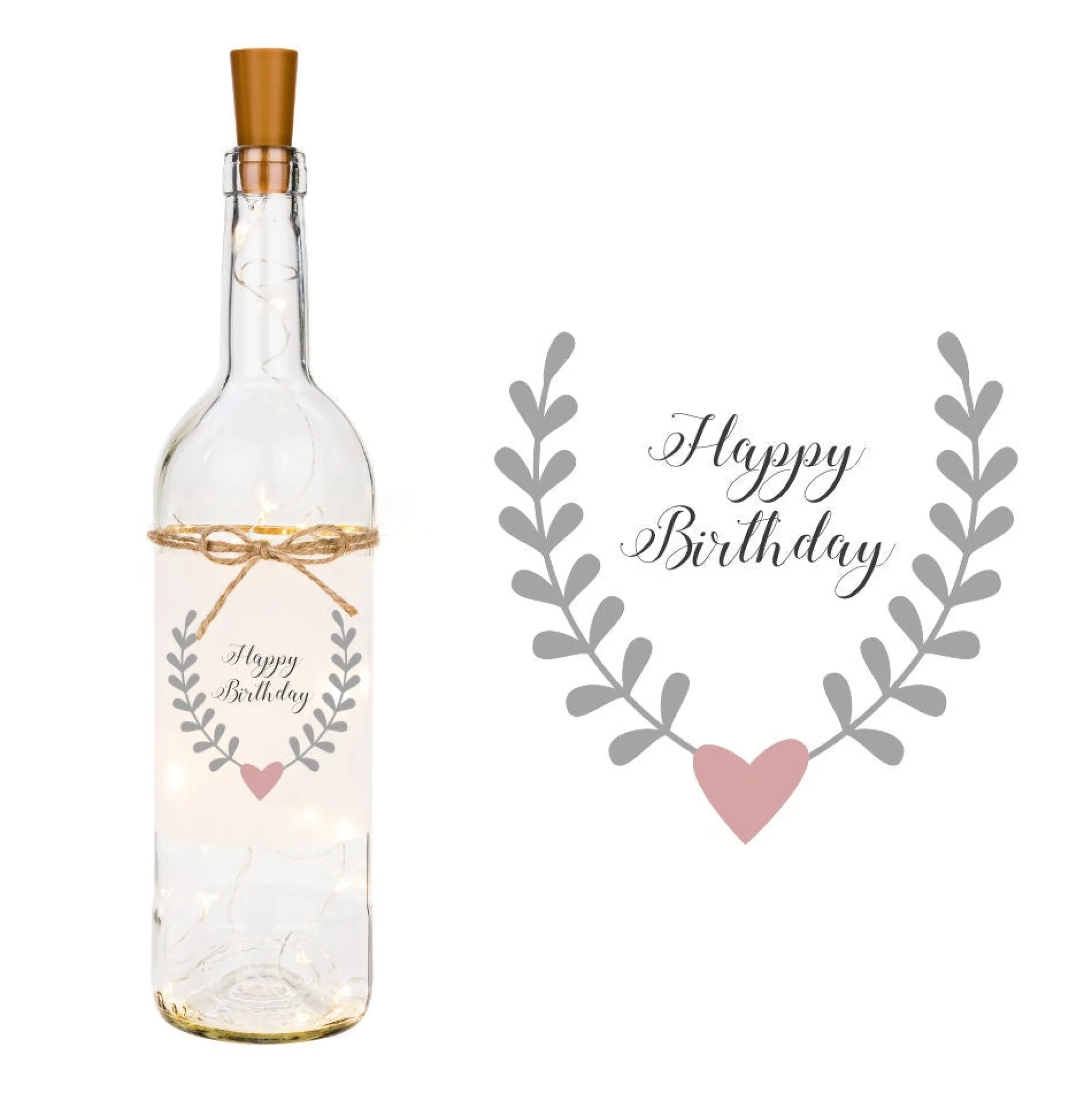 Flaschenlicht "Happy Birthday" | Besonderes Geschenk zum Geburtstag mit LED Beleuchtung | Schönes Geburtstagsgeschenk zum Verschenken