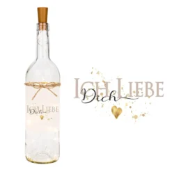 Flaschenlicht "Ich liebe Dich" | Besonderes Geschenk für Paare im Zeichen der Liebe | Perfekt zum Jahrestag u. zum Valentinstag | 2 Motivvarianten zur Auswahl