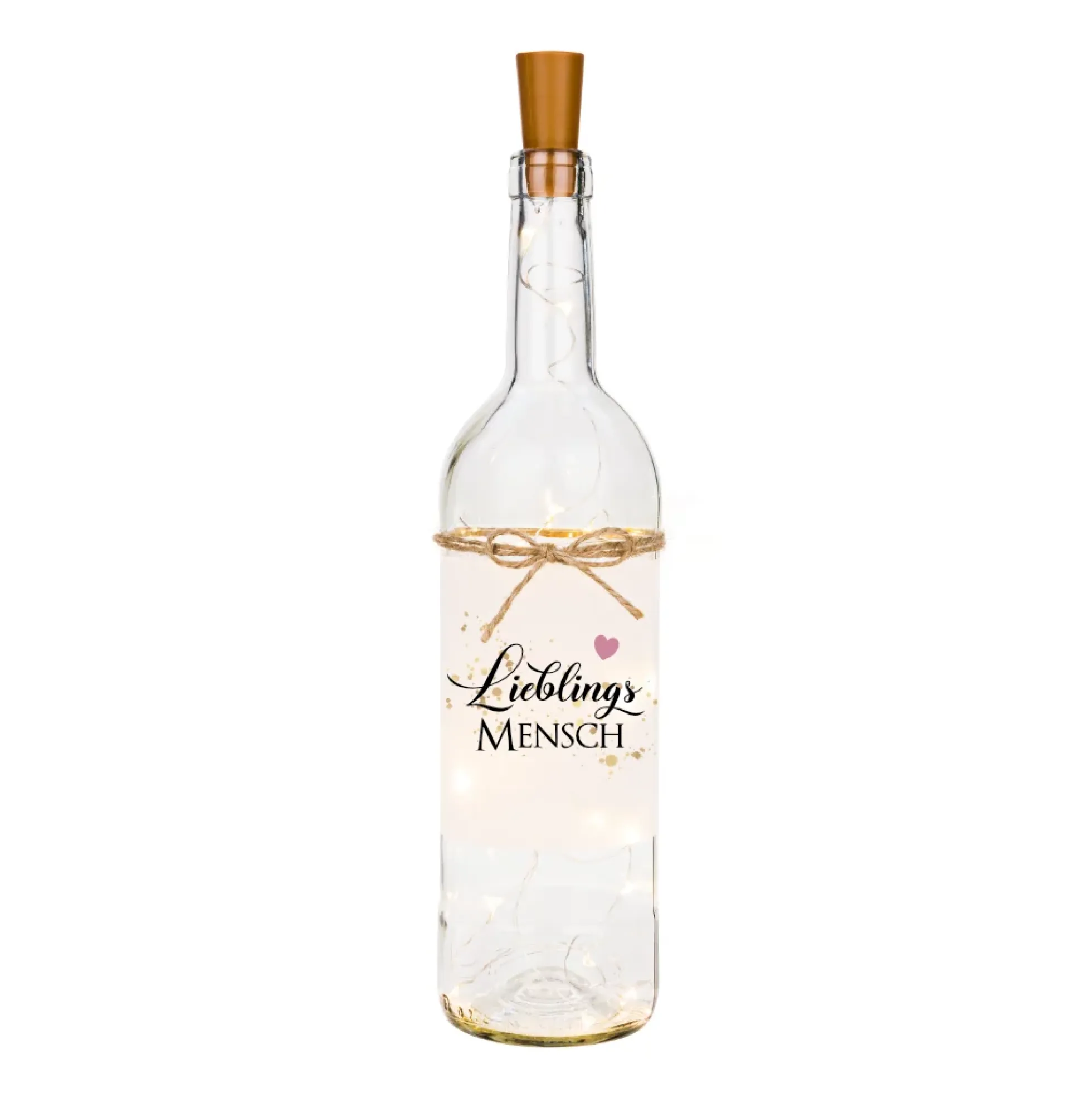 Flaschenlicht "Lieblingsmensch" | Kreatives Geschenk für Frauen und Lieblingsmenschen | Leuchtflasche mit LED Lichterkette