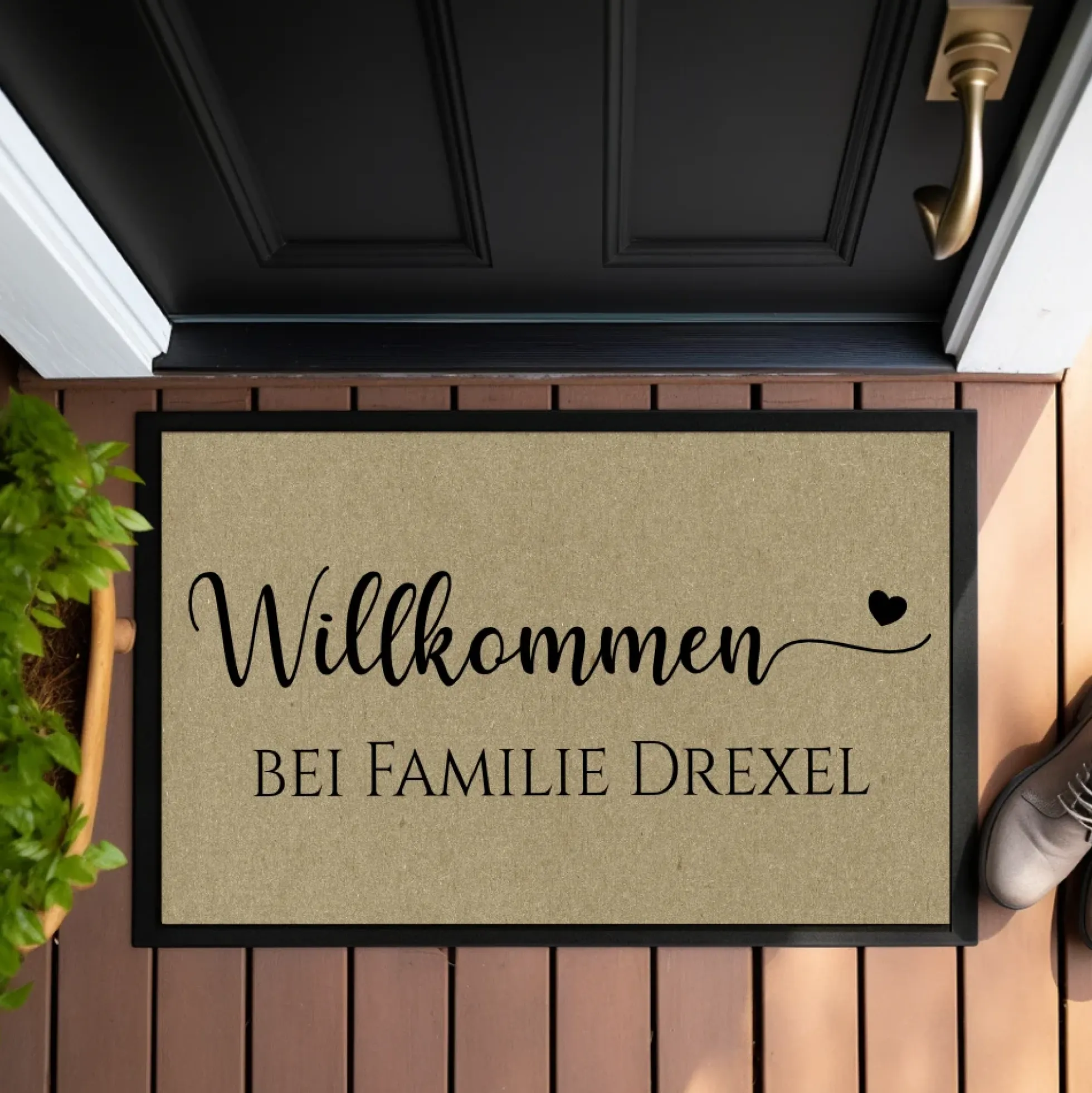 Fußmatte Willkommen Personalisierte Fußmatte mit Familiennamen Türmatte Schmutzfangmatte Geschenk Zuhause Familie