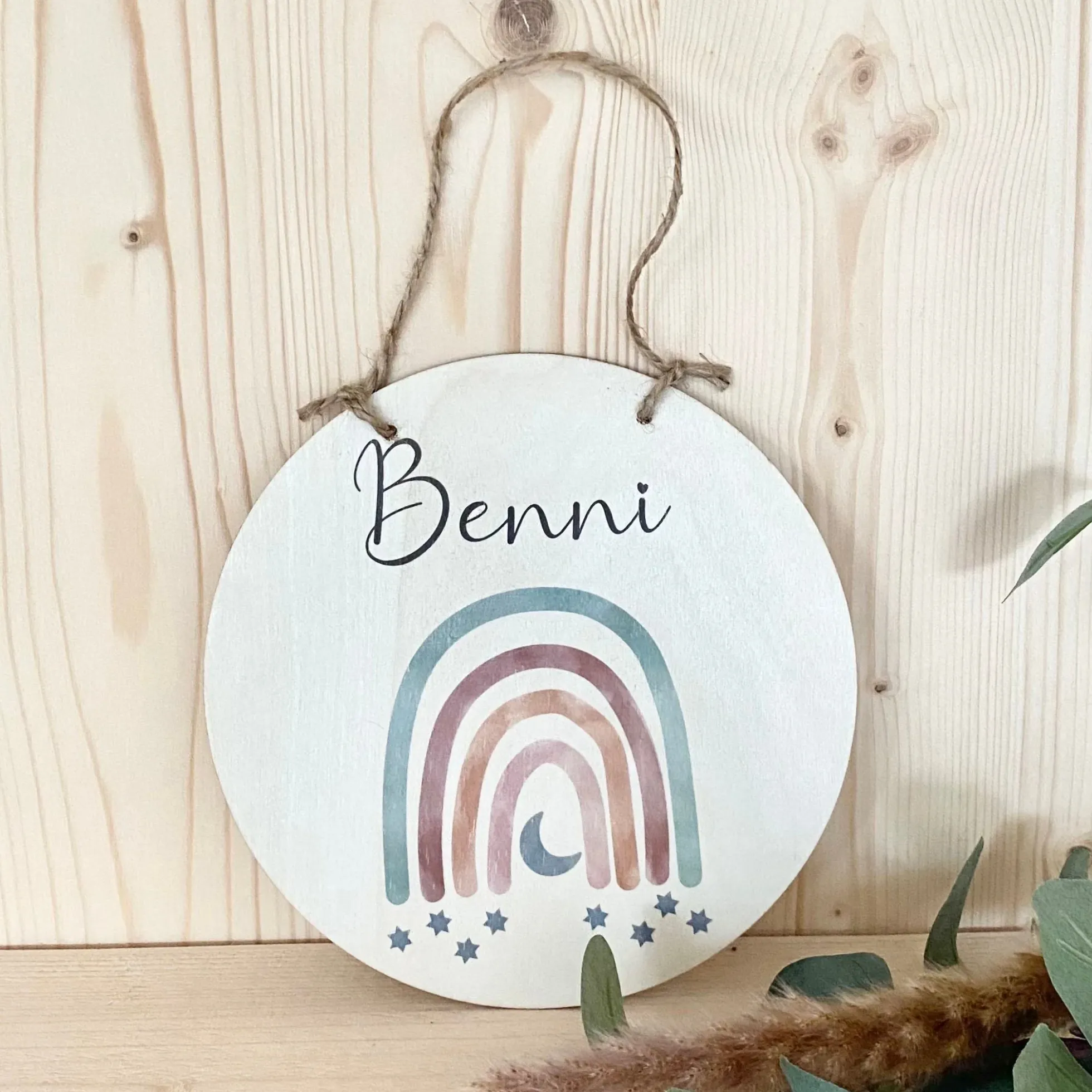 Geburtstafel "Regenbogen" aus Holz | Handgefertigt mit Namen u. Geburtsdaten | Personalisiertes Geschenk zur Geburt u. Taufe des Babys | Persönliche Geschenkidee für Neugeborene | Babygeschenk in 6 Motivvarianten für Mädchen und Jungen