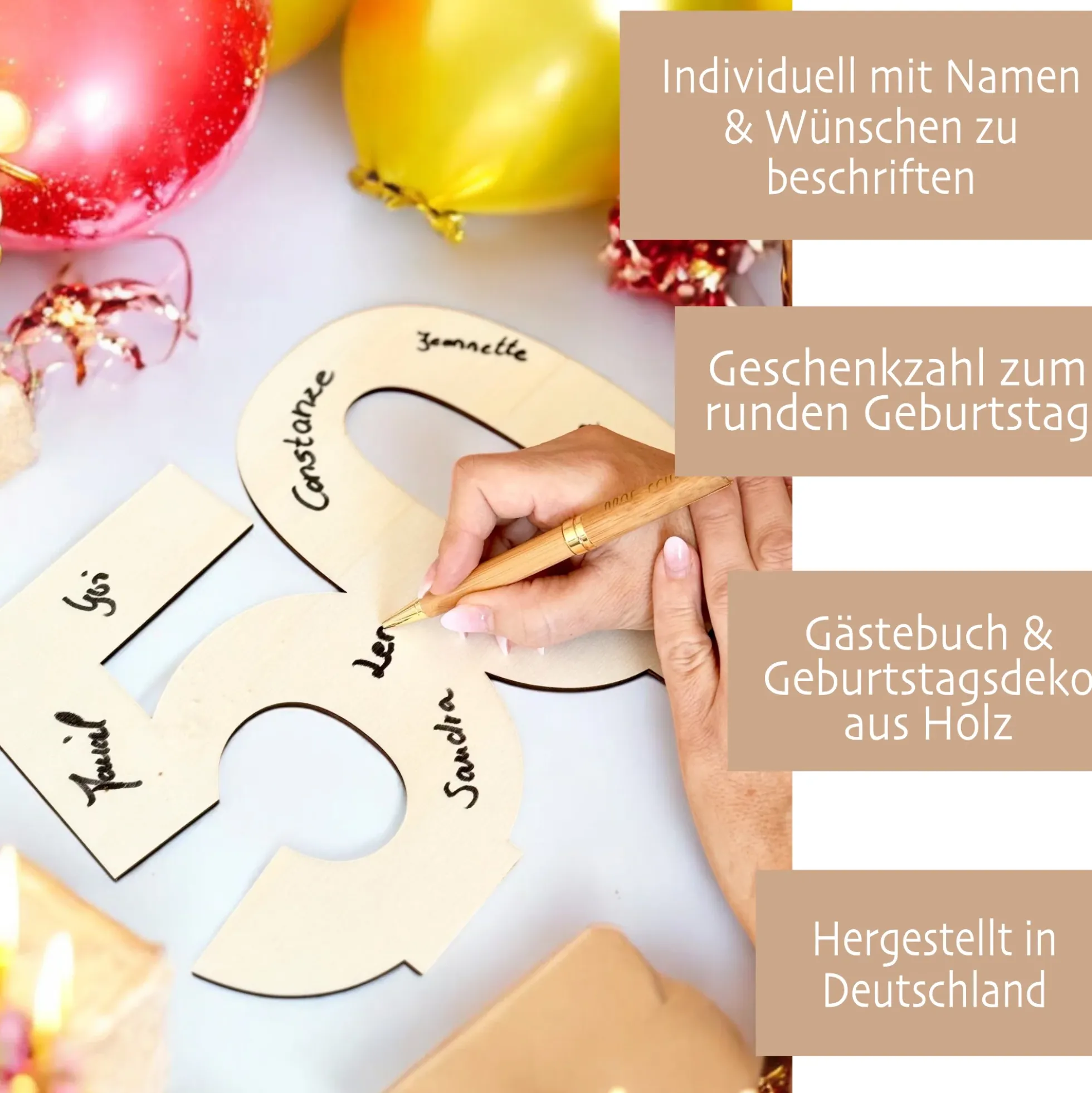 Geburtstag Geschenk Frauen & Männer 18 20 30 40 50 60 70 80 90 Geldgeschenke Gästebuch Holz Geburtstag LED Deko Personalisierte Geburtstagsgeschenke