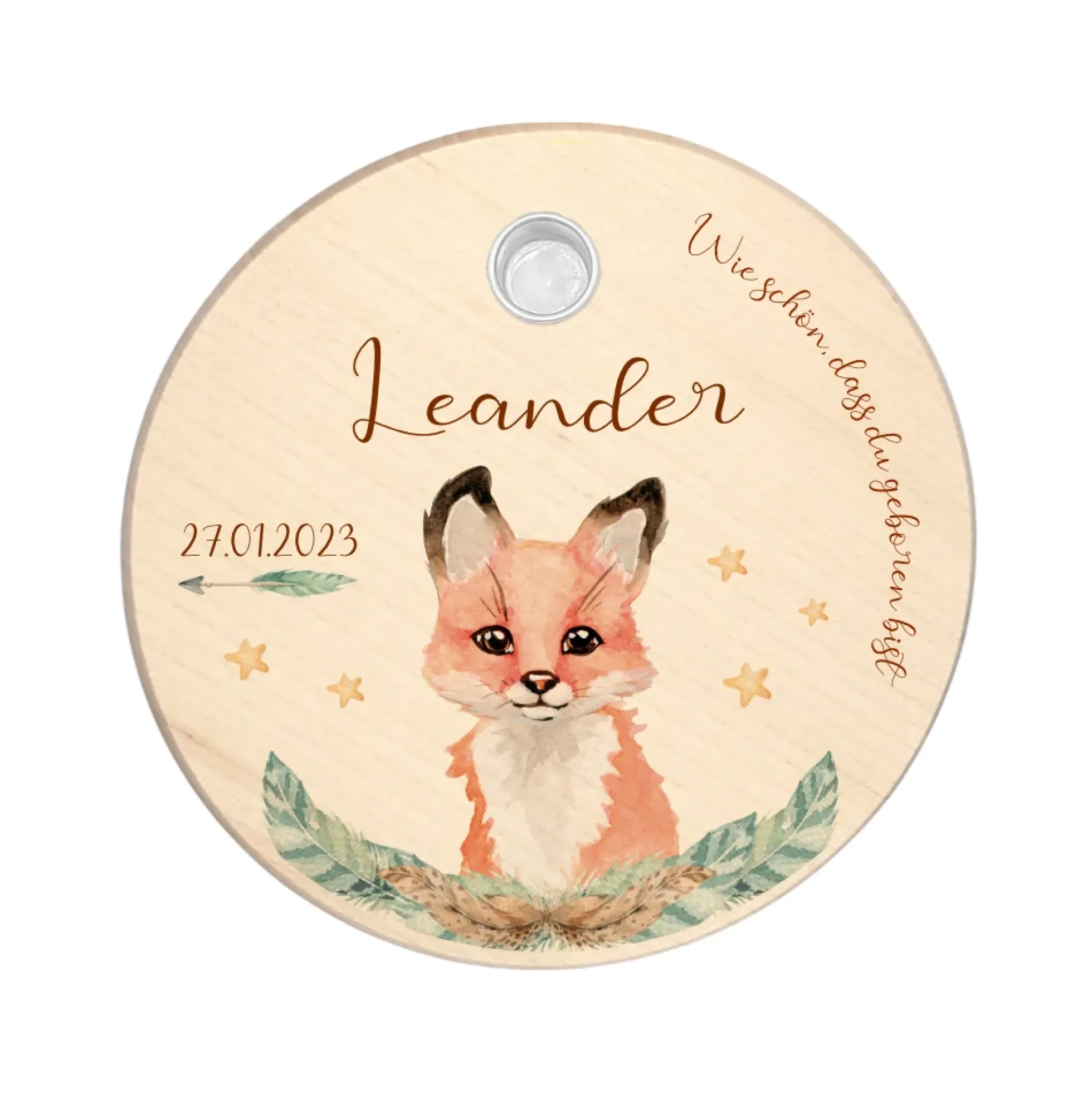 Geburtstagsteller "Fisch" für Kinder | Personalisierter Kerzenteller aus Holz für Mädchen und Jungen + Kerze | Geschenkidee zur Geburt, Taufe, Kindergeburtstag | weitere Motive zur Auswahl