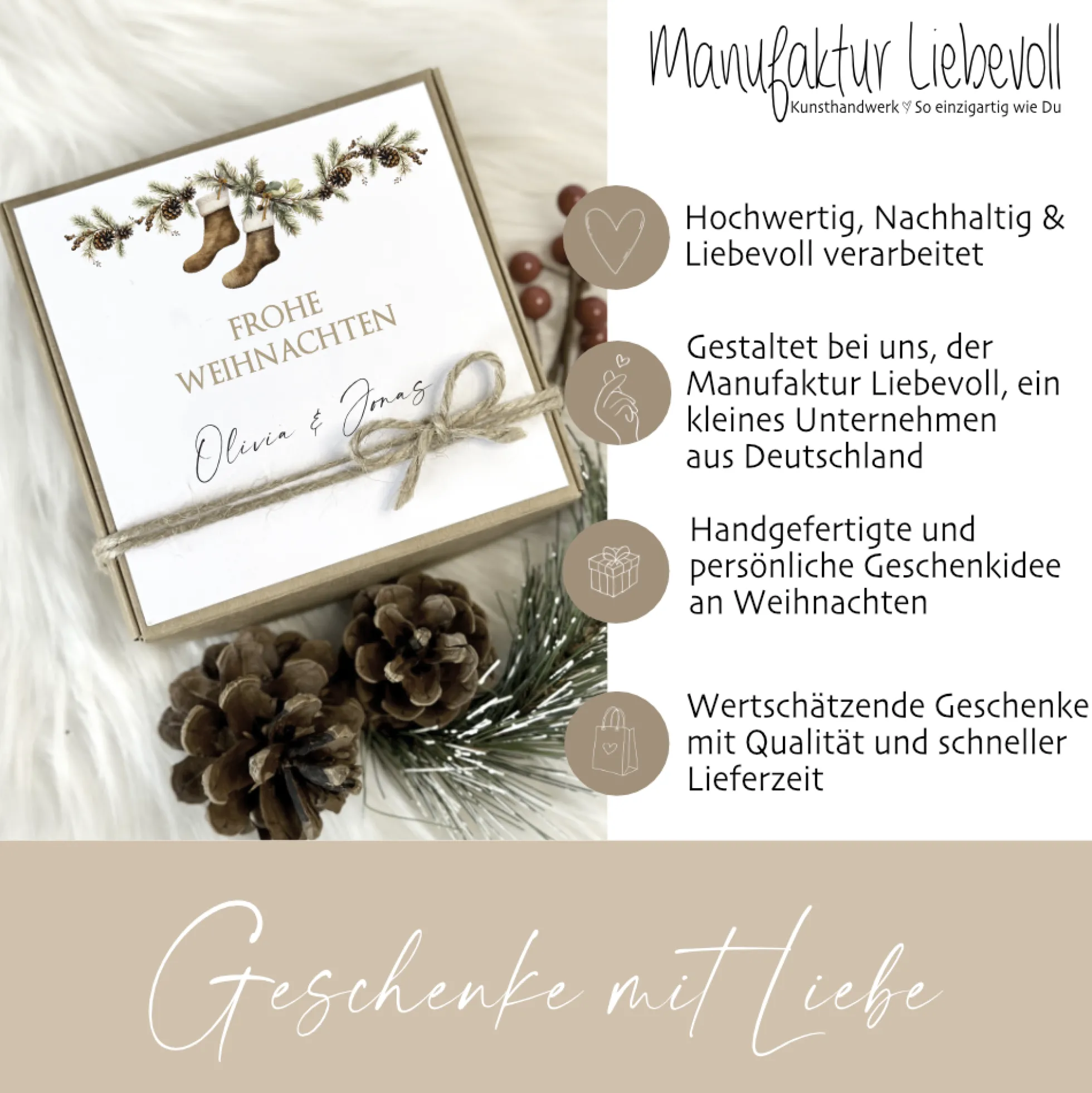 Geschenk Box Geschenkschachtel Frohe Weihnachten I Name Personalisiert I Weihnachtsgeschenk Karte I 3 Varianten