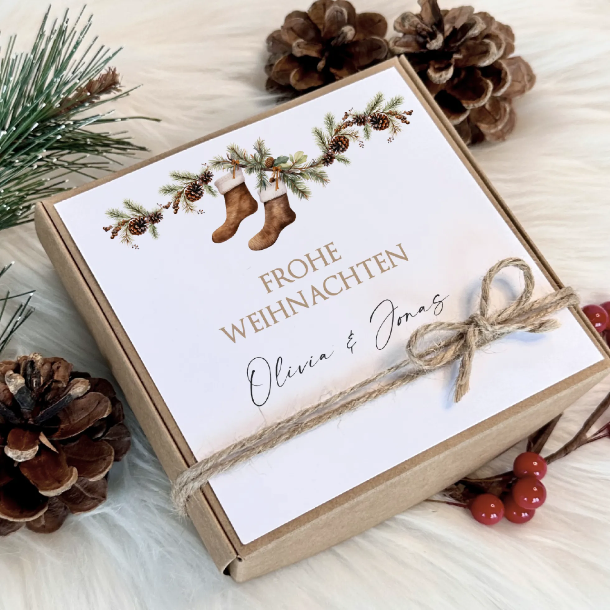Geschenk Box Geschenkschachtel Frohe Weihnachten I Name Personalisiert I Weihnachtsgeschenk Karte I 3 Varianten