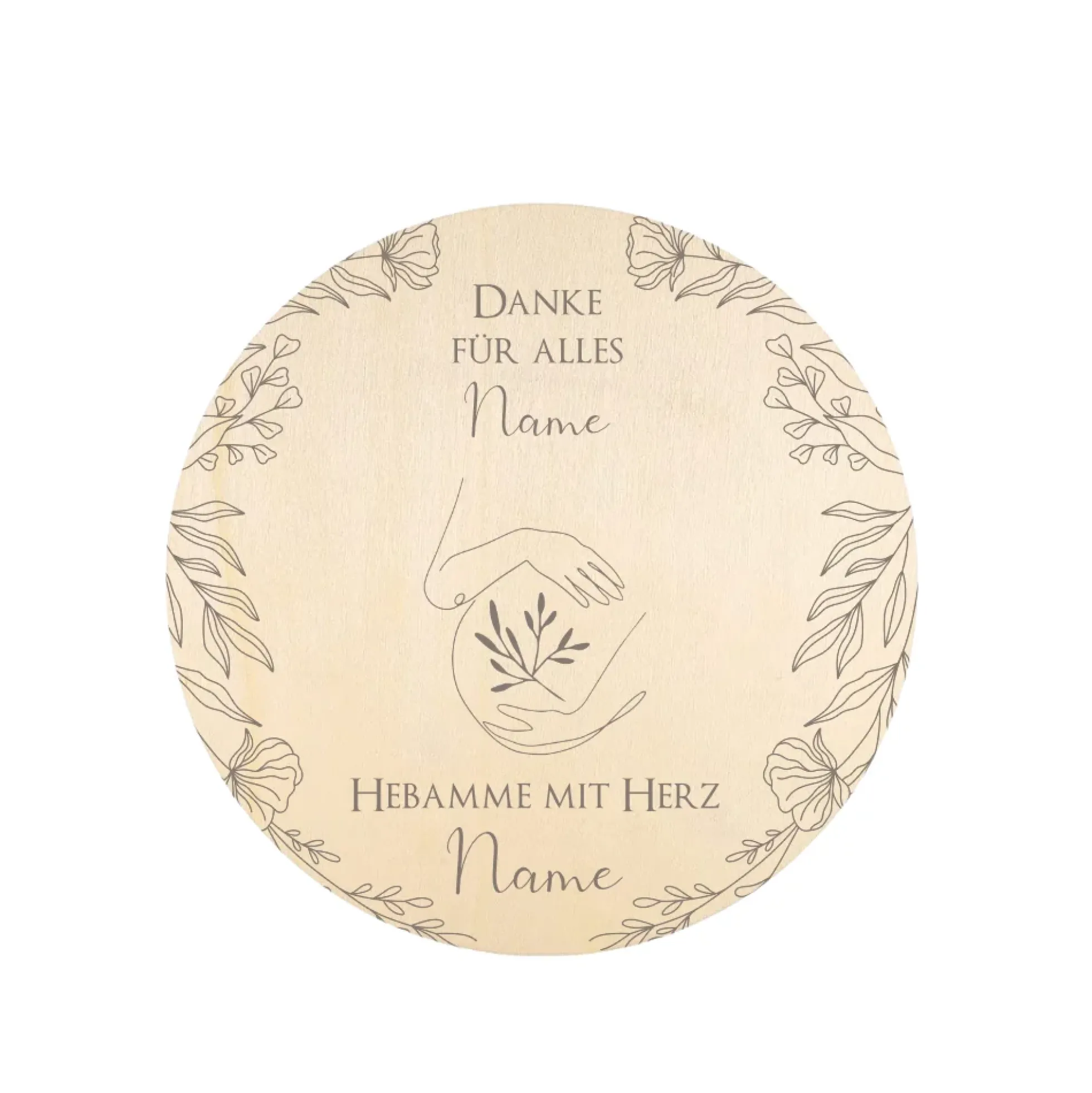 Geschenk für die Hebamme | Personalisiertes Dankeschön nach der Geburt | Dankeschön aus Holz mit Namen