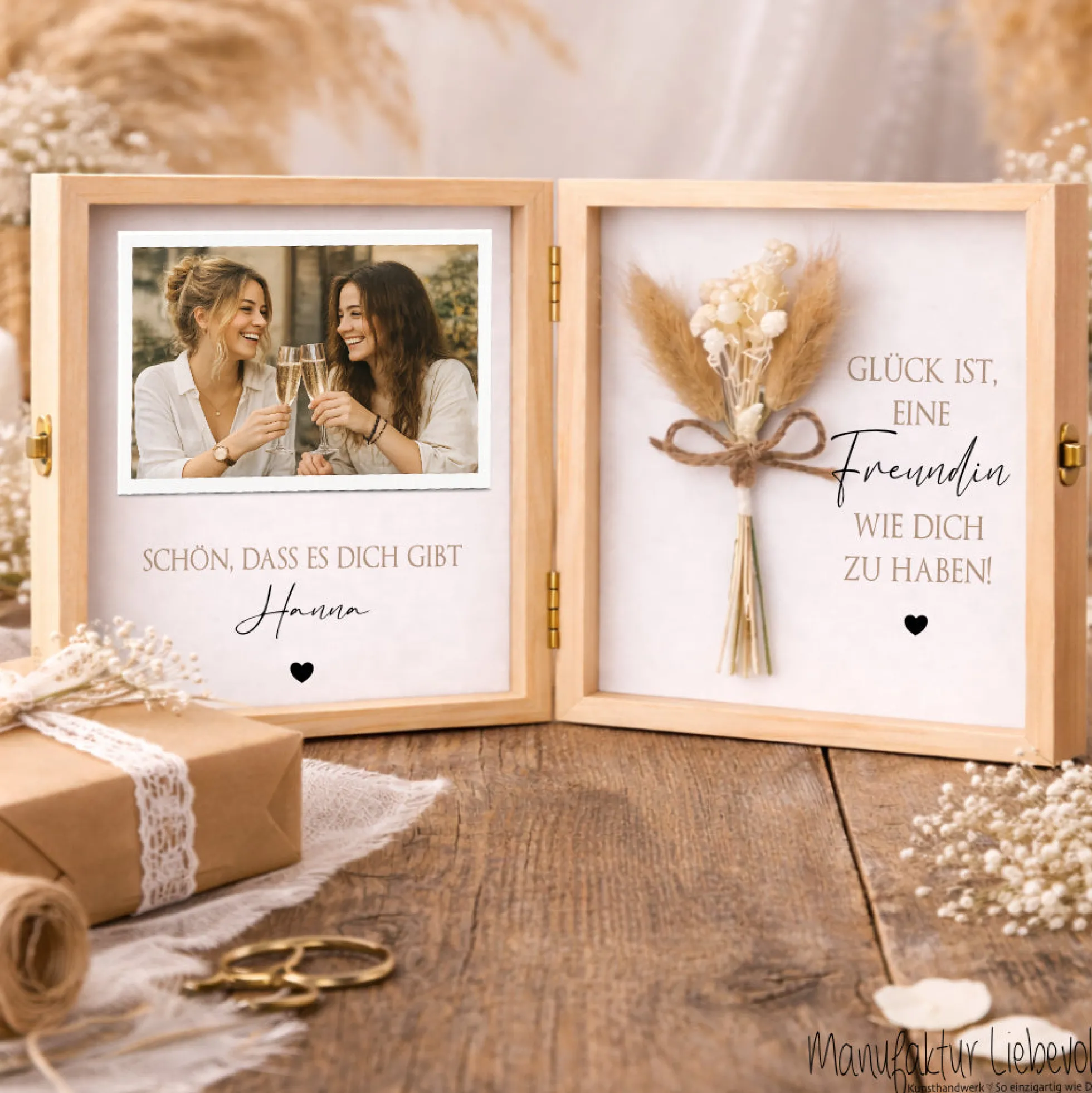 Geschenk Freundin personalisiert | Beste Freundin Geschenk Geburtstag Weihnachten | Fotogeschenk Holzbox mit Namen I Dankeschön Freundin