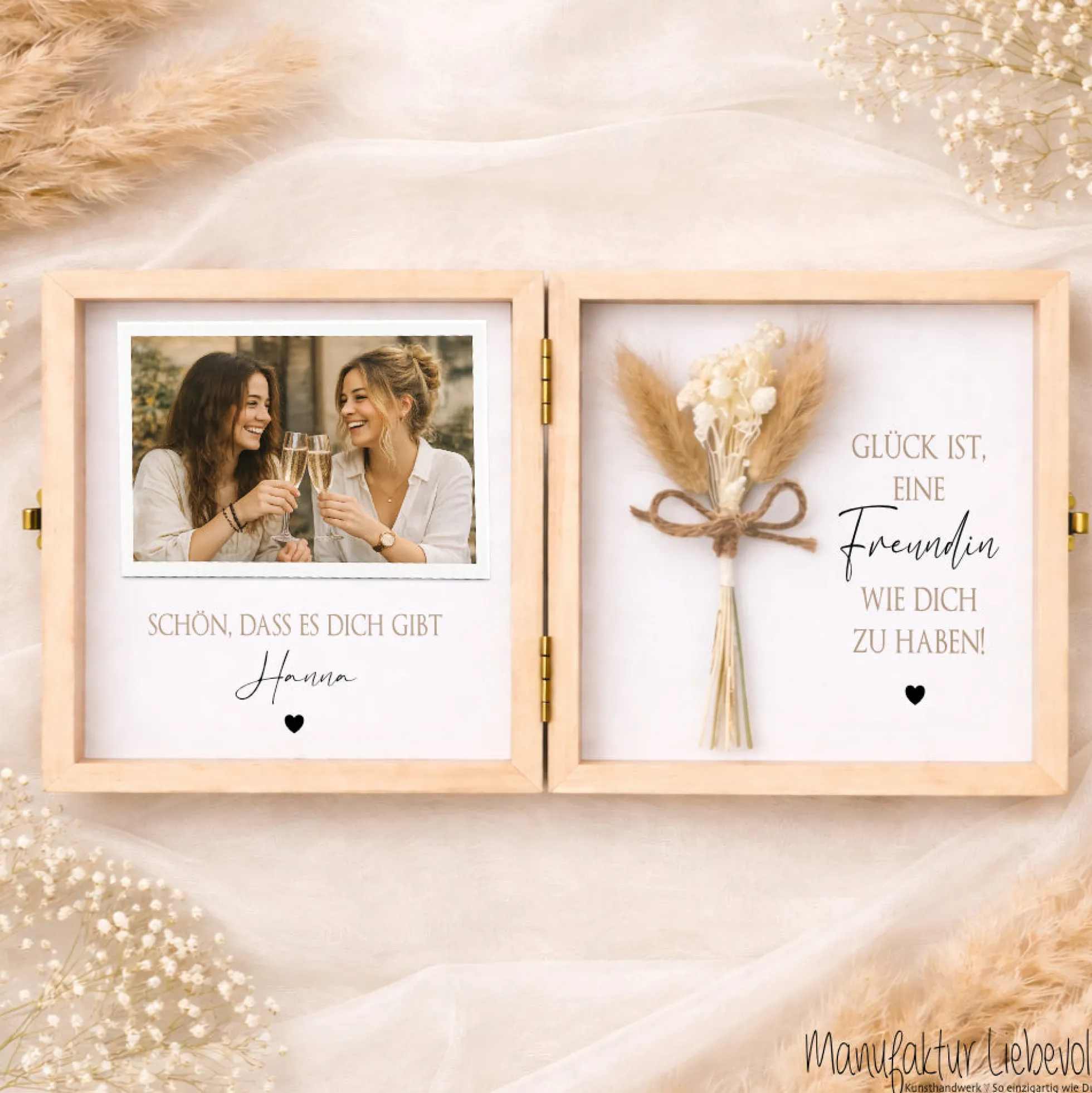 Geschenk Freundin personalisiert | Beste Freundin Geschenk Geburtstag Weihnachten | Fotogeschenk Holzbox mit Namen I Dankeschön Freundin