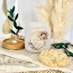 Geschenkglas zur Hochzeit personalisiert mit den Namen des Paares, Geschenkset mit Kerze und Trockenblume