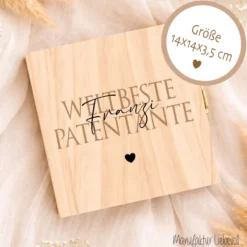 Geschenk Patentante Patenonkel personalisiert | Taufe Geschenk Patentante Patenonkel | Fotogeschenk Holzbox mit Namen Nichte Neffe Geschenk