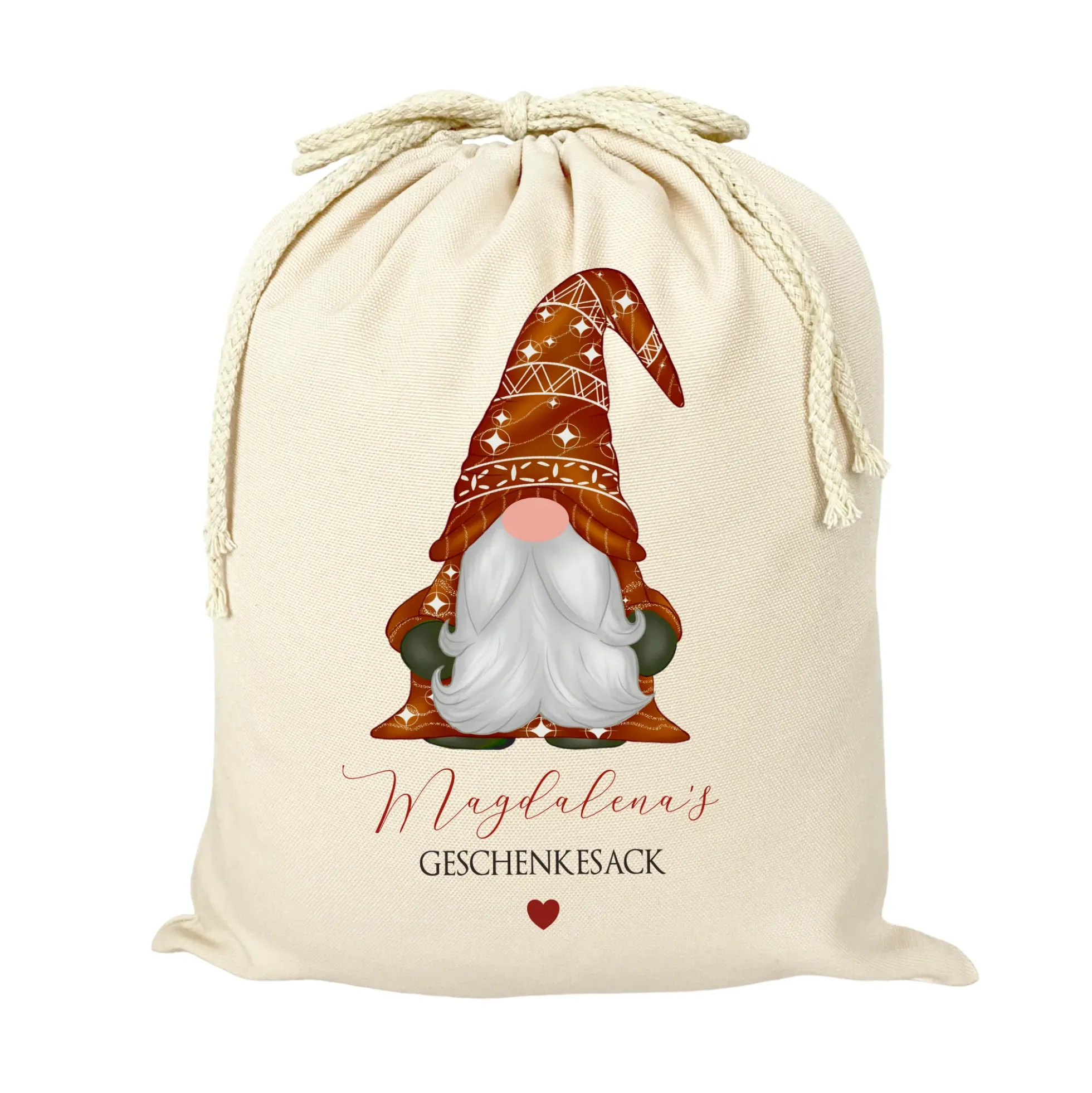 Geschenksack Namen Nikolaussack "Wichtel" Kinder Erwachsene Weihnachtsmannsack