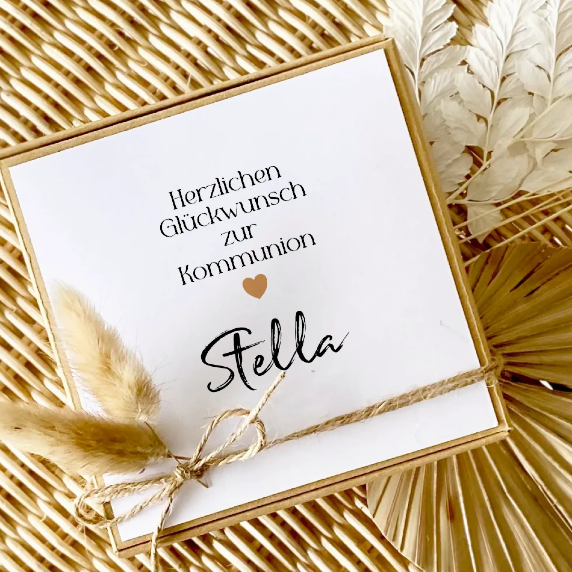 Geschenkschachtel Jugendweihe, Konfirmation, Kommunion, Firmung, Taufe, Einschulung Karte mit Namen, Geldgeschenk Box inkl. Jutebeutel I Manufaktur Liebevoll