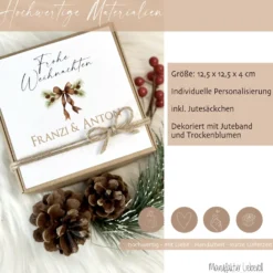 Geschenkschachtel Weihnachtsschleife Geschenkidee an Weihnachten I Geschenk Box mit Namen Personalisiert I Weihnachtsgeschenk Karte I 3 Varianten