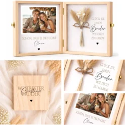 Geschenk Schwester Bruder personalisiert | Geschwister Geschenk Geburtstag Weihnachten | Fotogeschenk Holzbox mit Namen und Spruch