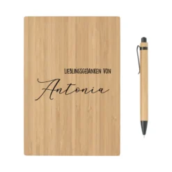Geschenkset Thermobecher und Notizbuch "Lieblingsmensch - Lieblingsgedanken" mit Namen für Sie u. Ihn | Personalisiertes Geschenk für Frauen u. Männer | Geschenkidee zum Geburtstag, als Dankeschön